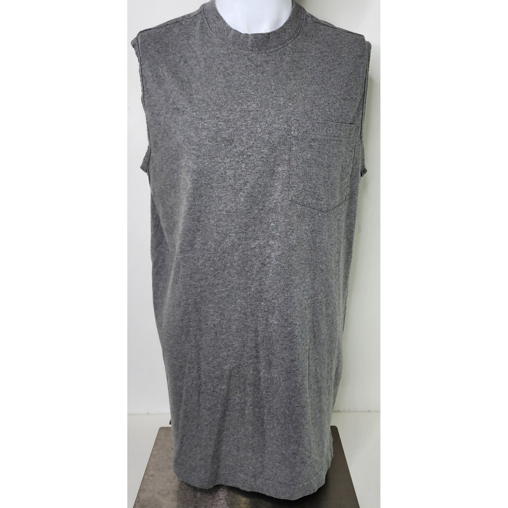 Duluth Trading Co. Shirt Men's Large Sleeveless Gray Work Athletic Pocket Top